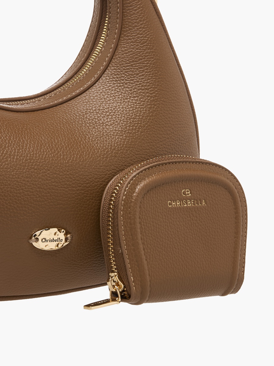 Solid Baguette Bag with Coin Purse