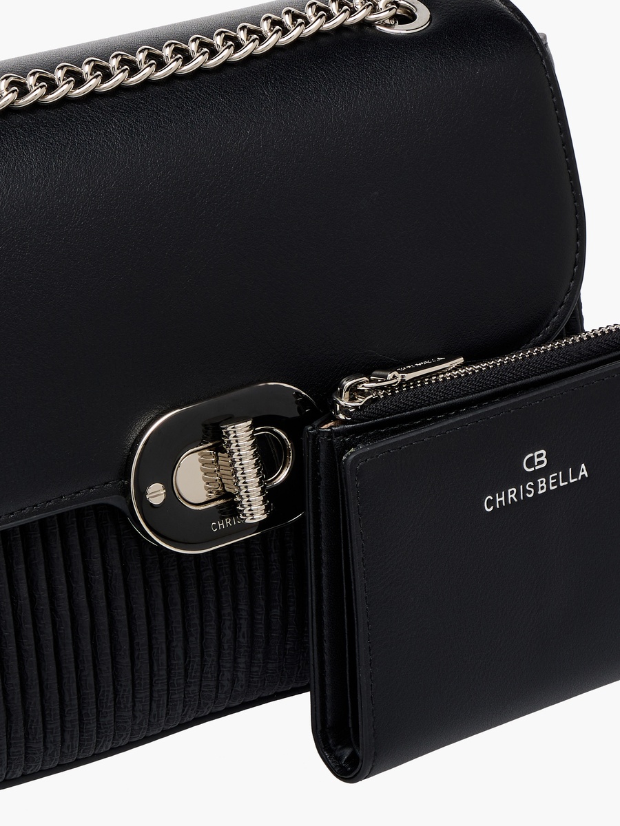 Ribbed Crossbody Bag with Coin Purse