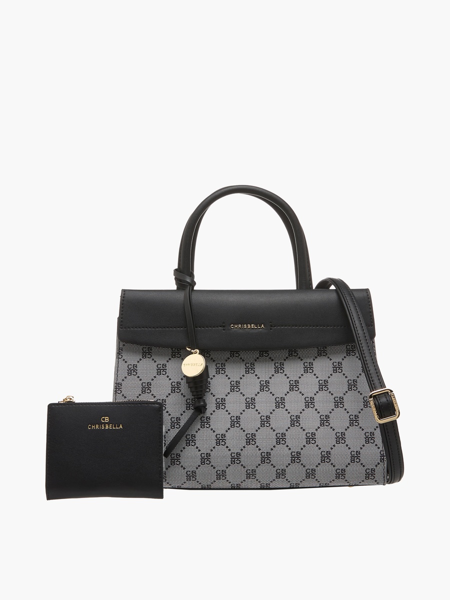 Monogram Print Crossbody Bag with Coin Pouch