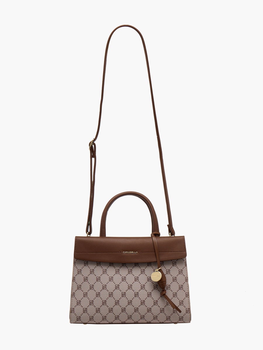 Monogram Print Crossbody Bag with Coin Pouch
