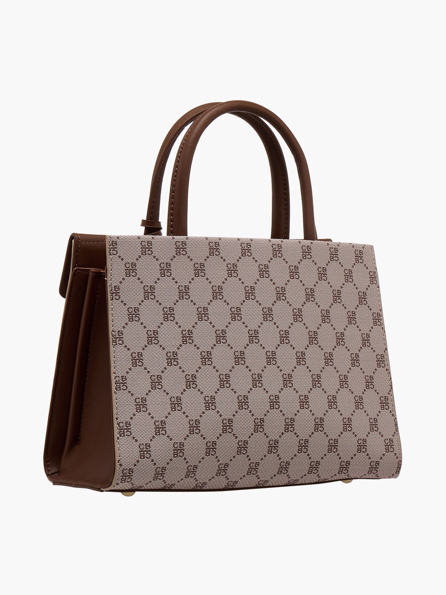 Monogram Print Crossbody Bag with Coin Pouch