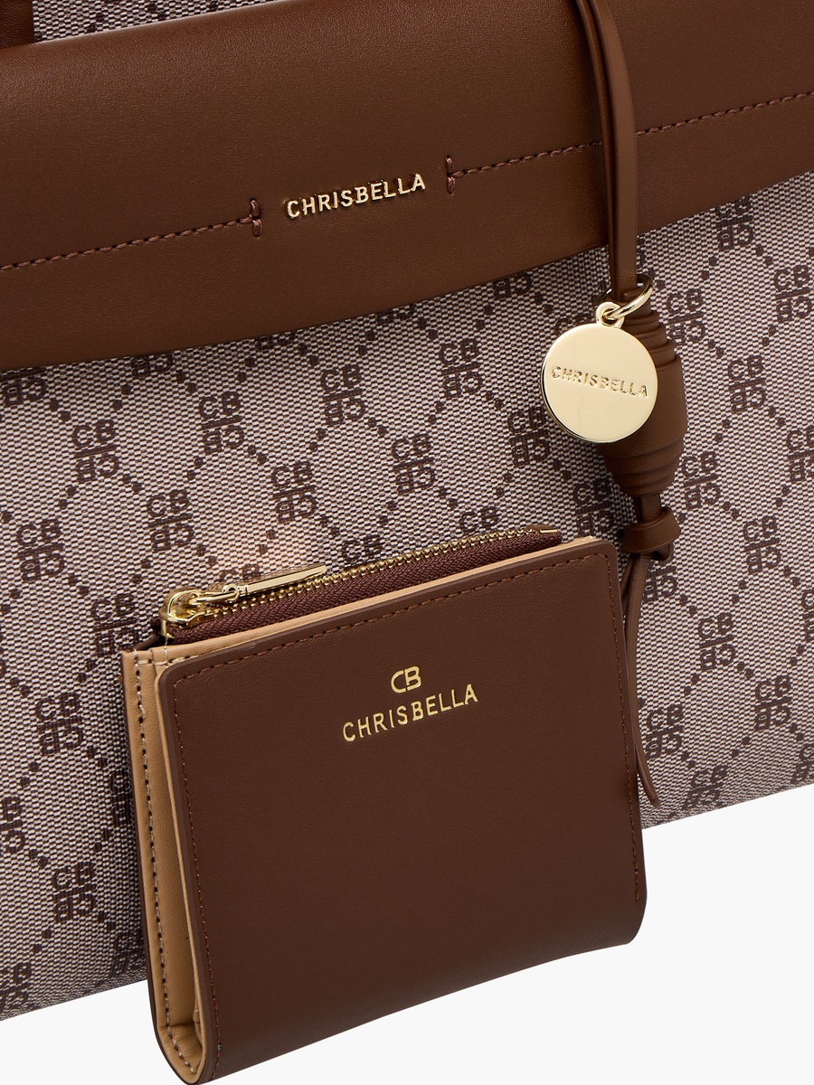 Monogram Print Crossbody Bag with Coin Pouch