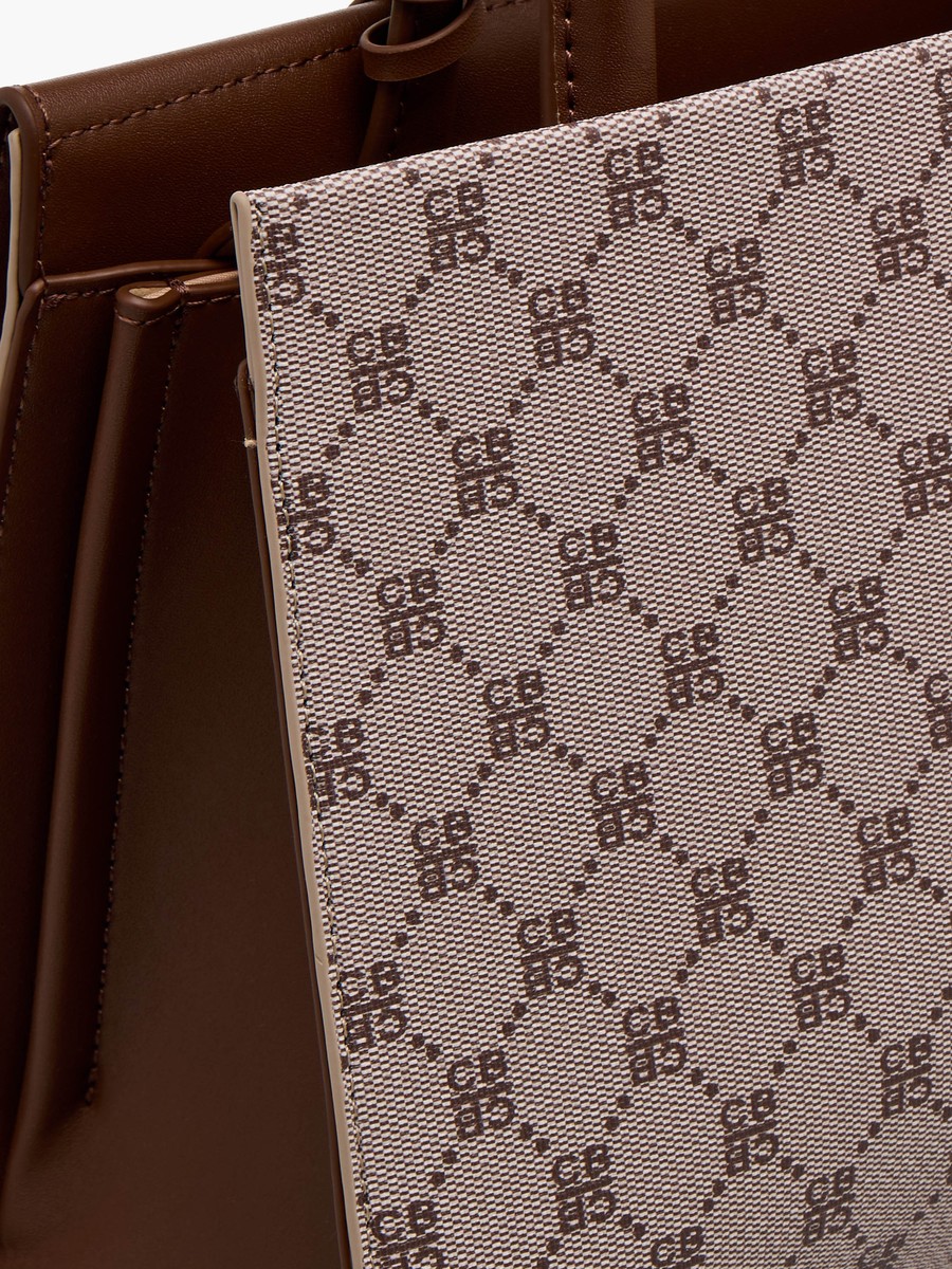 Monogram Print Crossbody Bag with Coin Pouch