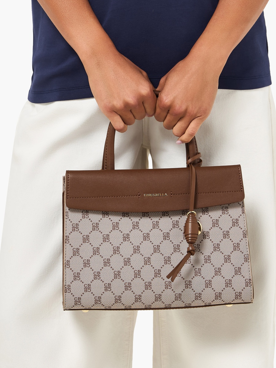 Monogram Print Crossbody Bag with Coin Pouch