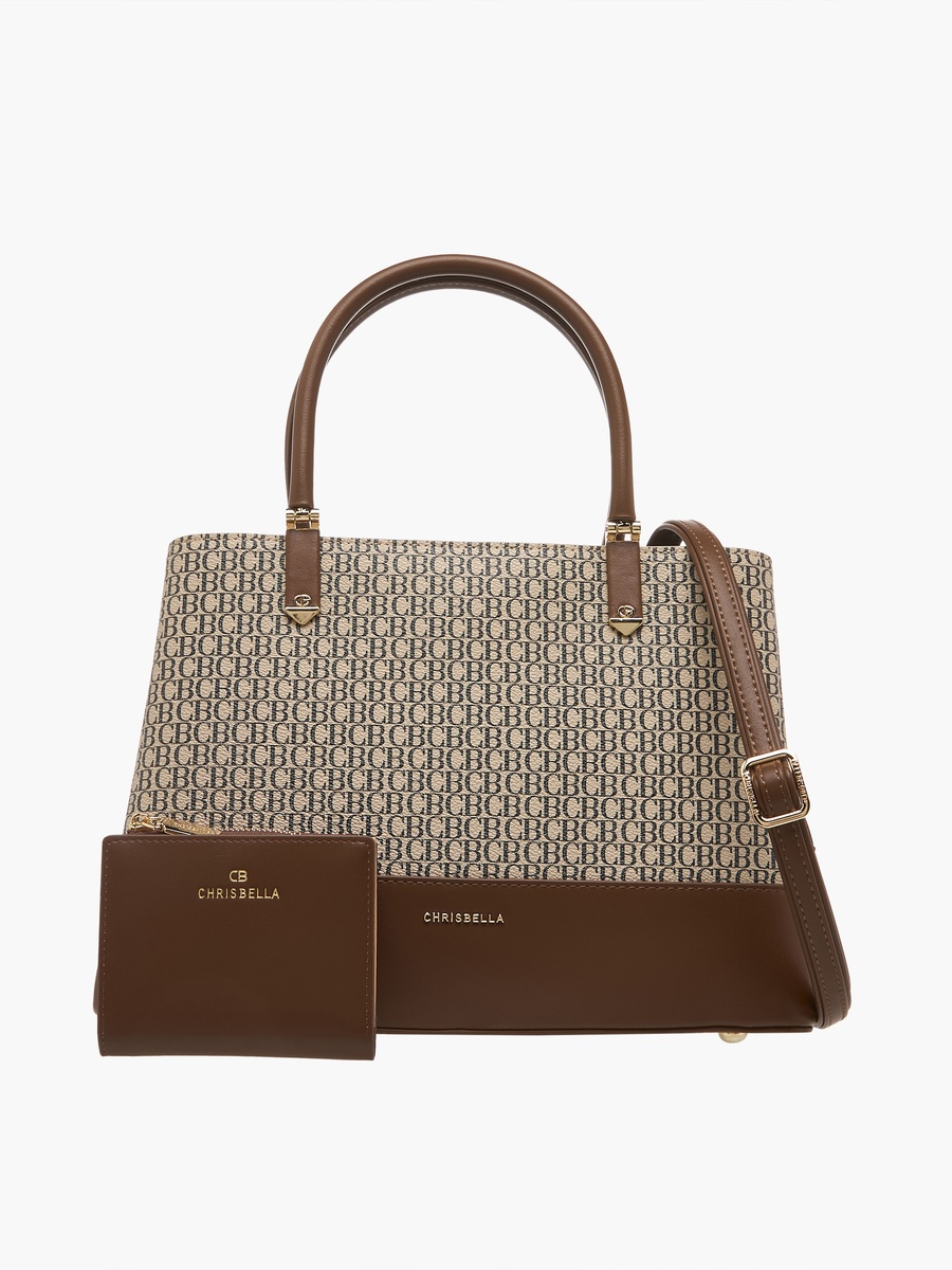 Monogram Print Crossbody Bag with Coin Pouch