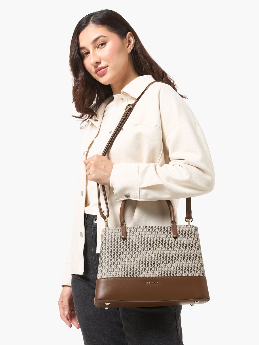 Monogram Print Crossbody Bag with Coin Pouch