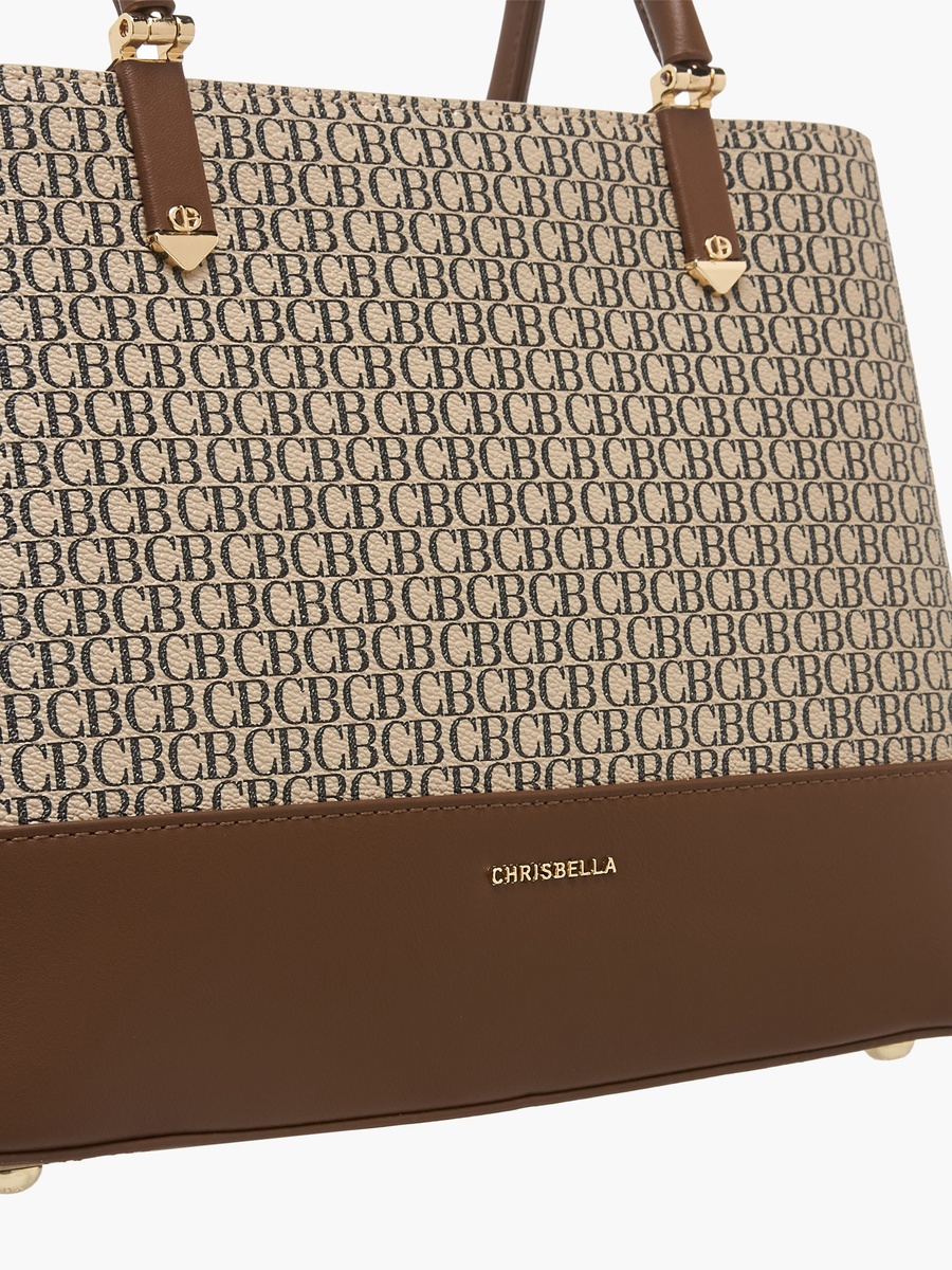 Monogram Print Crossbody Bag with Coin Pouch