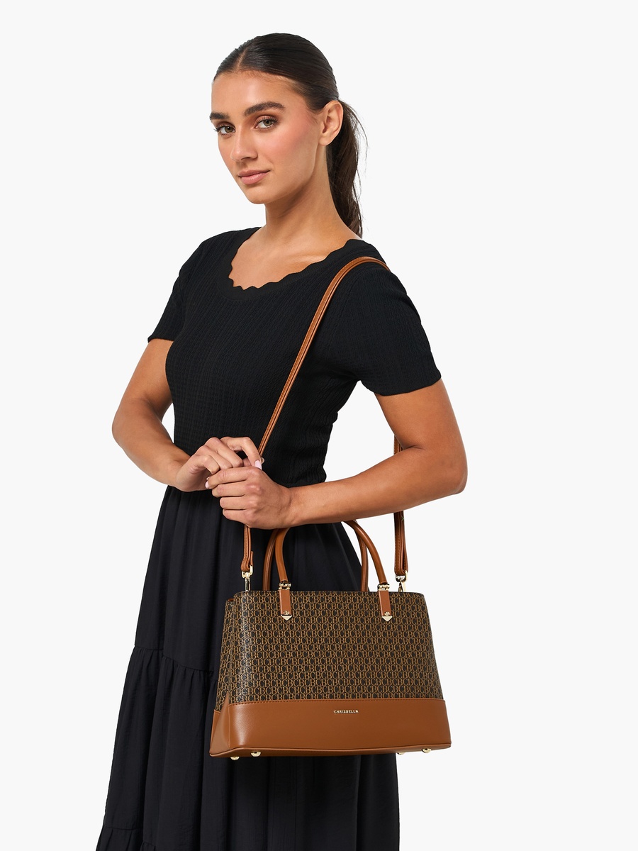 Monogram Print Crossbody Bag with Coin Pouch