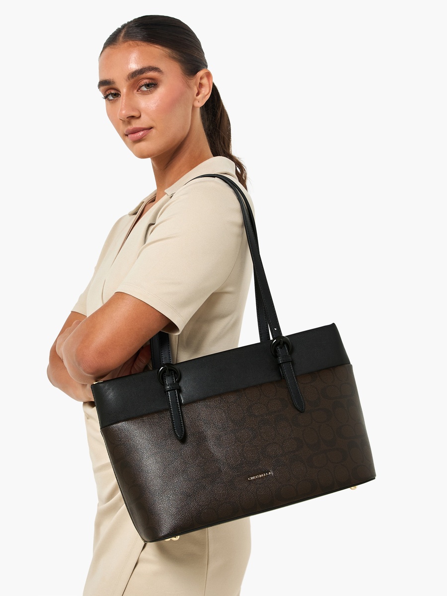 Monogram Print Tote Bag with Crossbody Bag