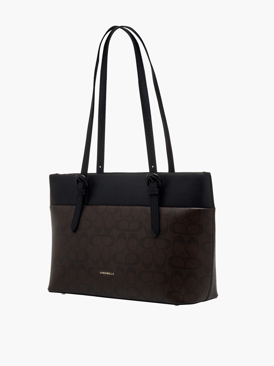 Monogram Print Tote Bag with Crossbody Bag