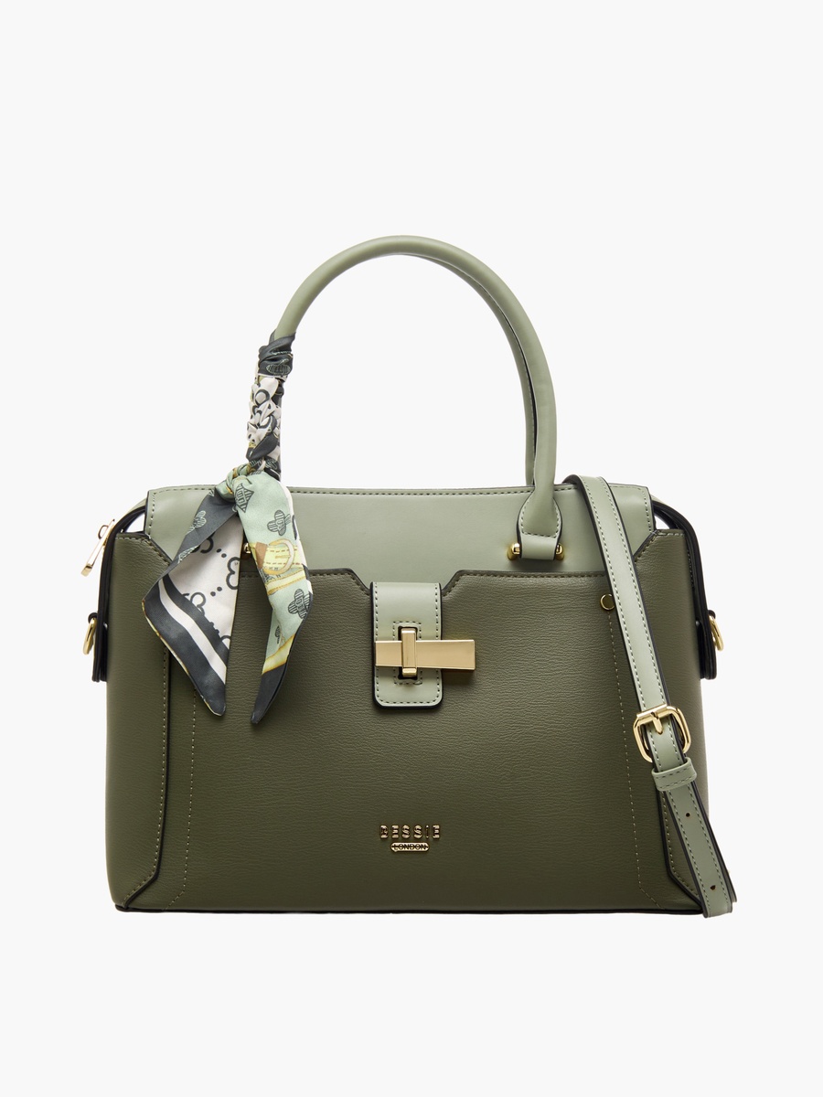 Scarf Accent Tote Bag with Detachable Strap