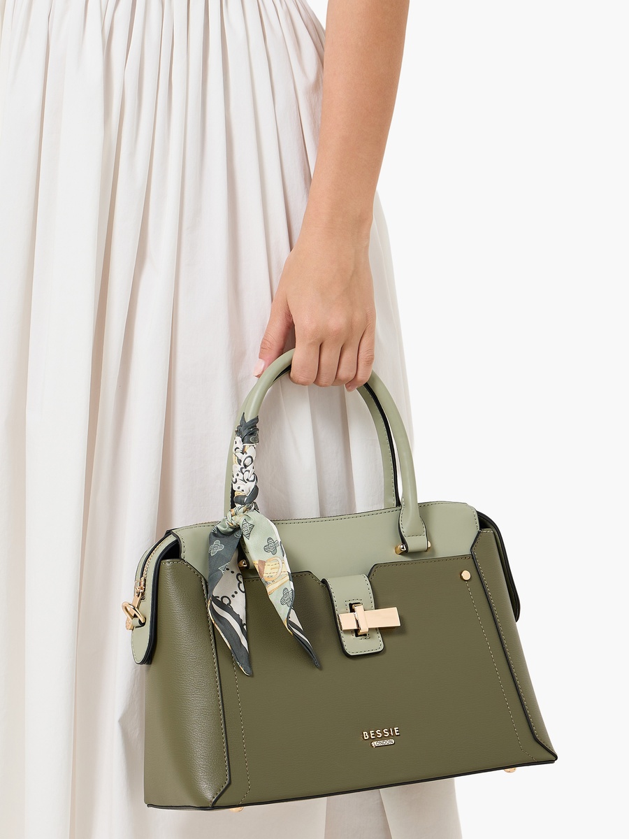 Scarf Accent Tote Bag with Detachable Strap