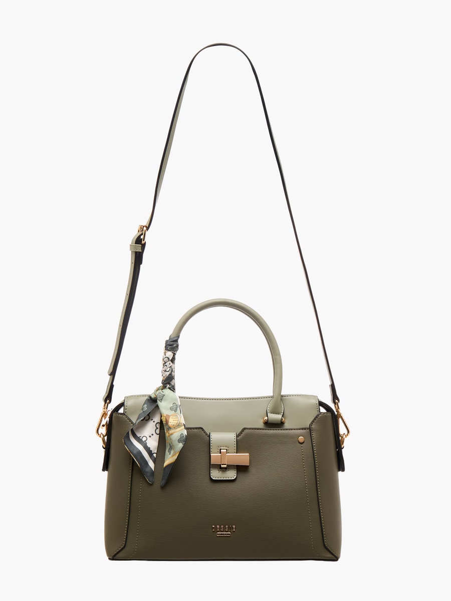 Scarf Accent Tote Bag with Detachable Strap