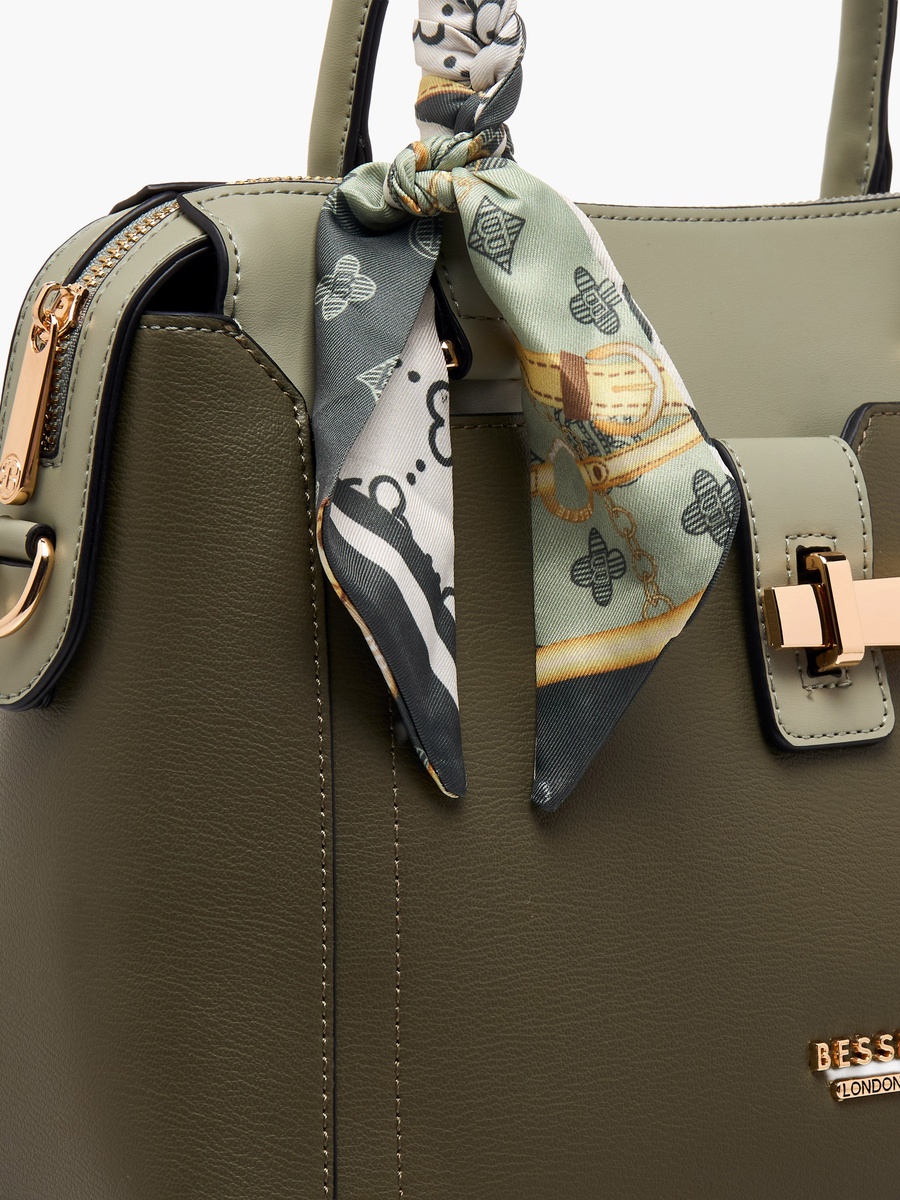 Scarf Accent Tote Bag with Detachable Strap
