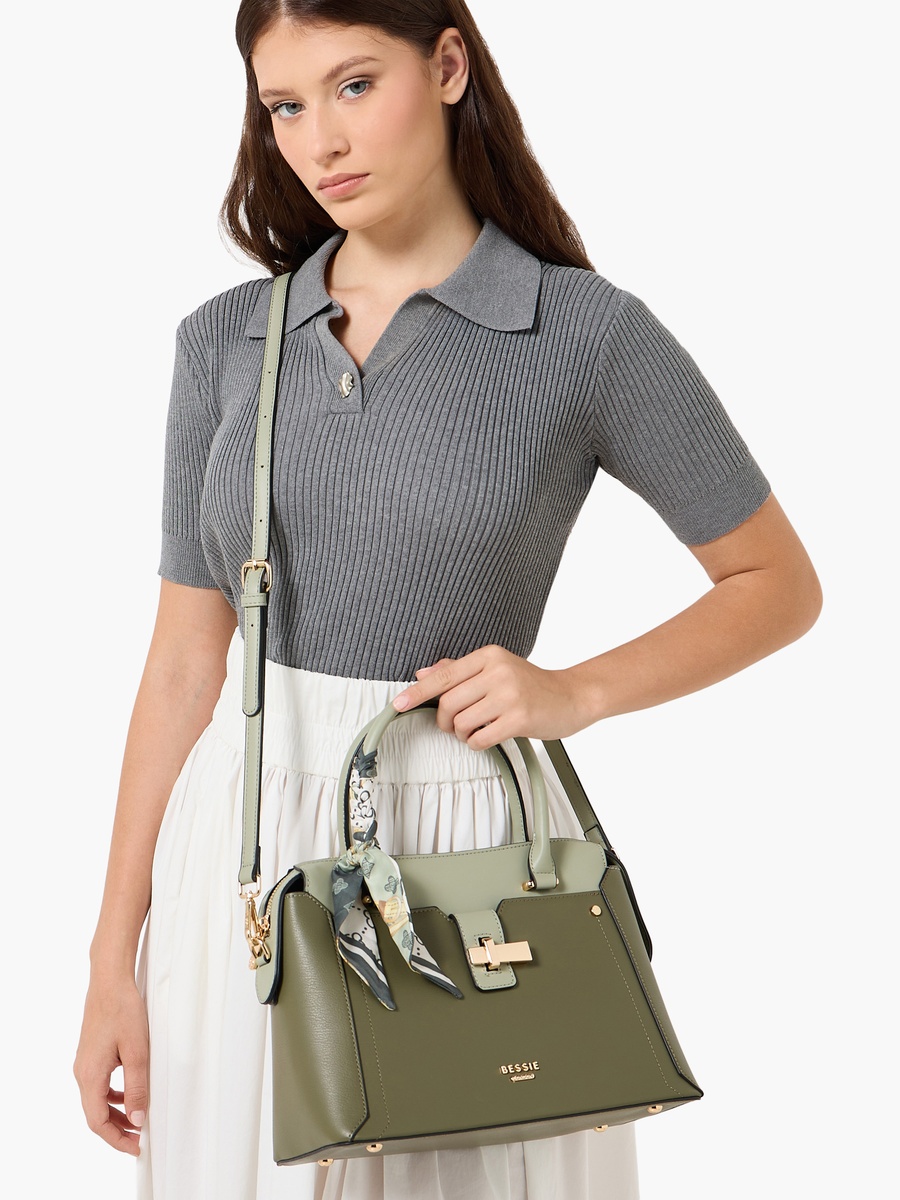 Scarf Accent Tote Bag with Detachable Strap