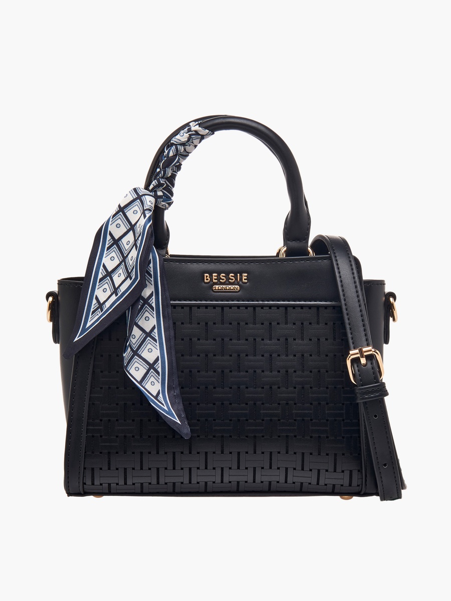 Scarf Accent Crossbody Bag with Detachable Strap