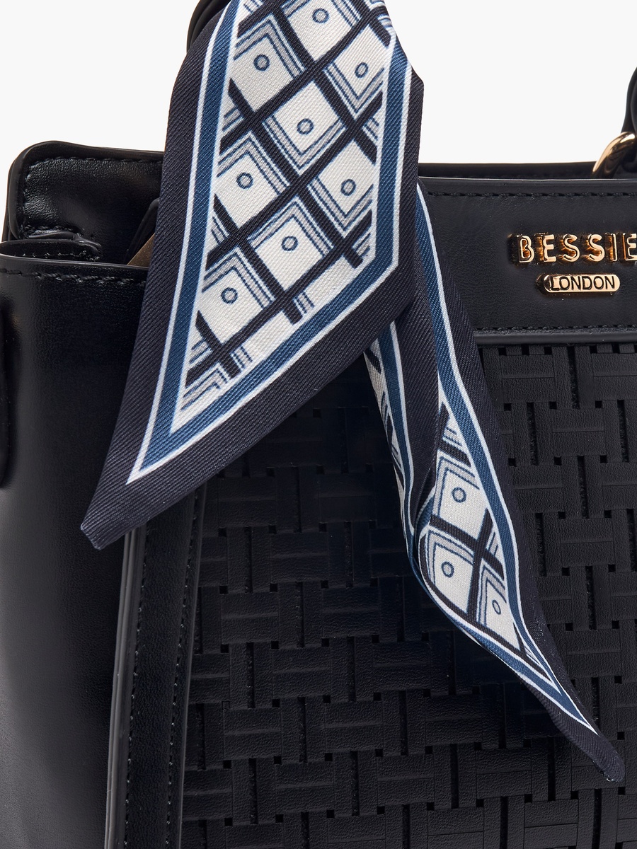 Scarf Accent Crossbody Bag with Detachable Strap