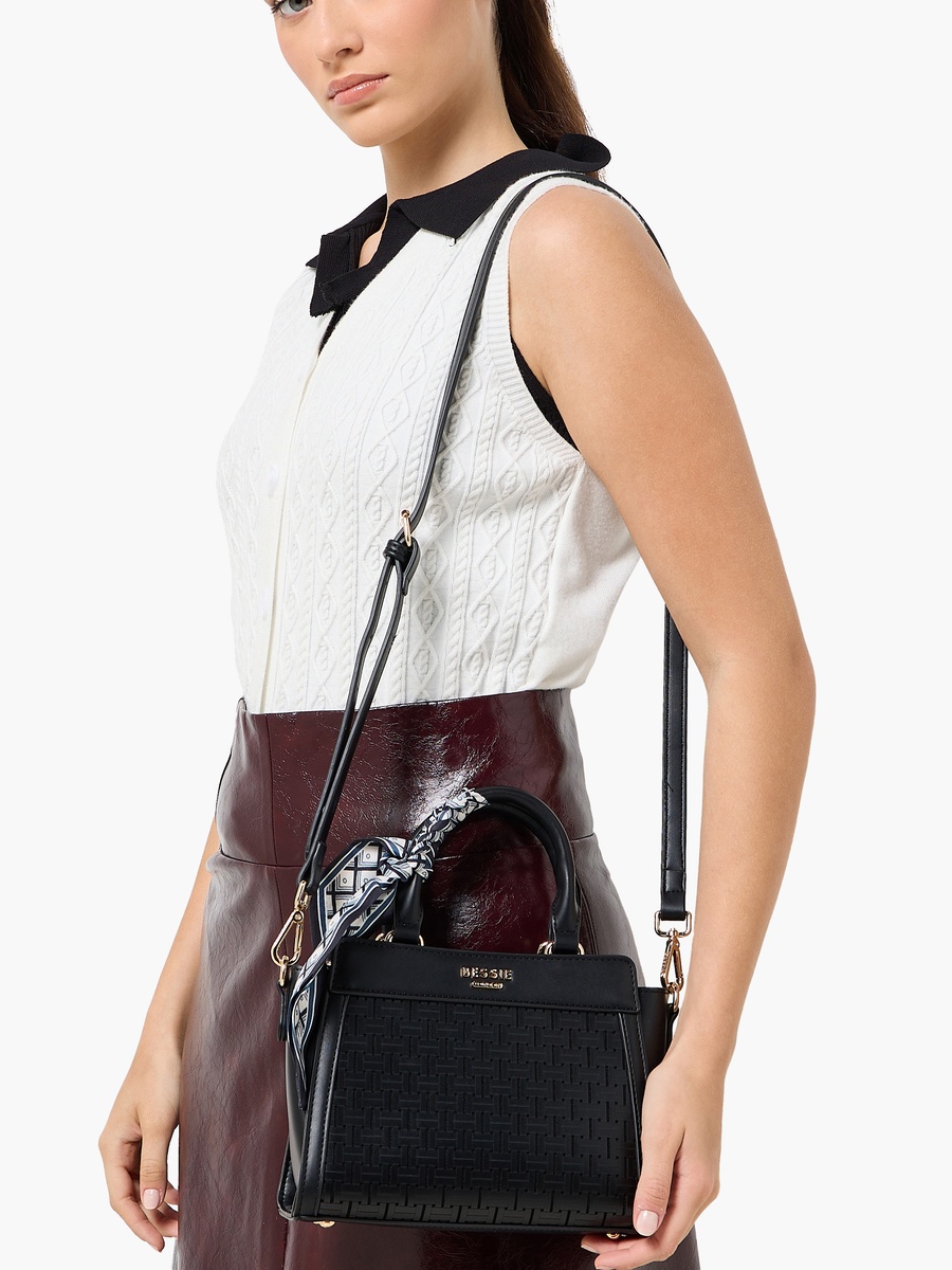 Scarf Accent Crossbody Bag with Detachable Strap