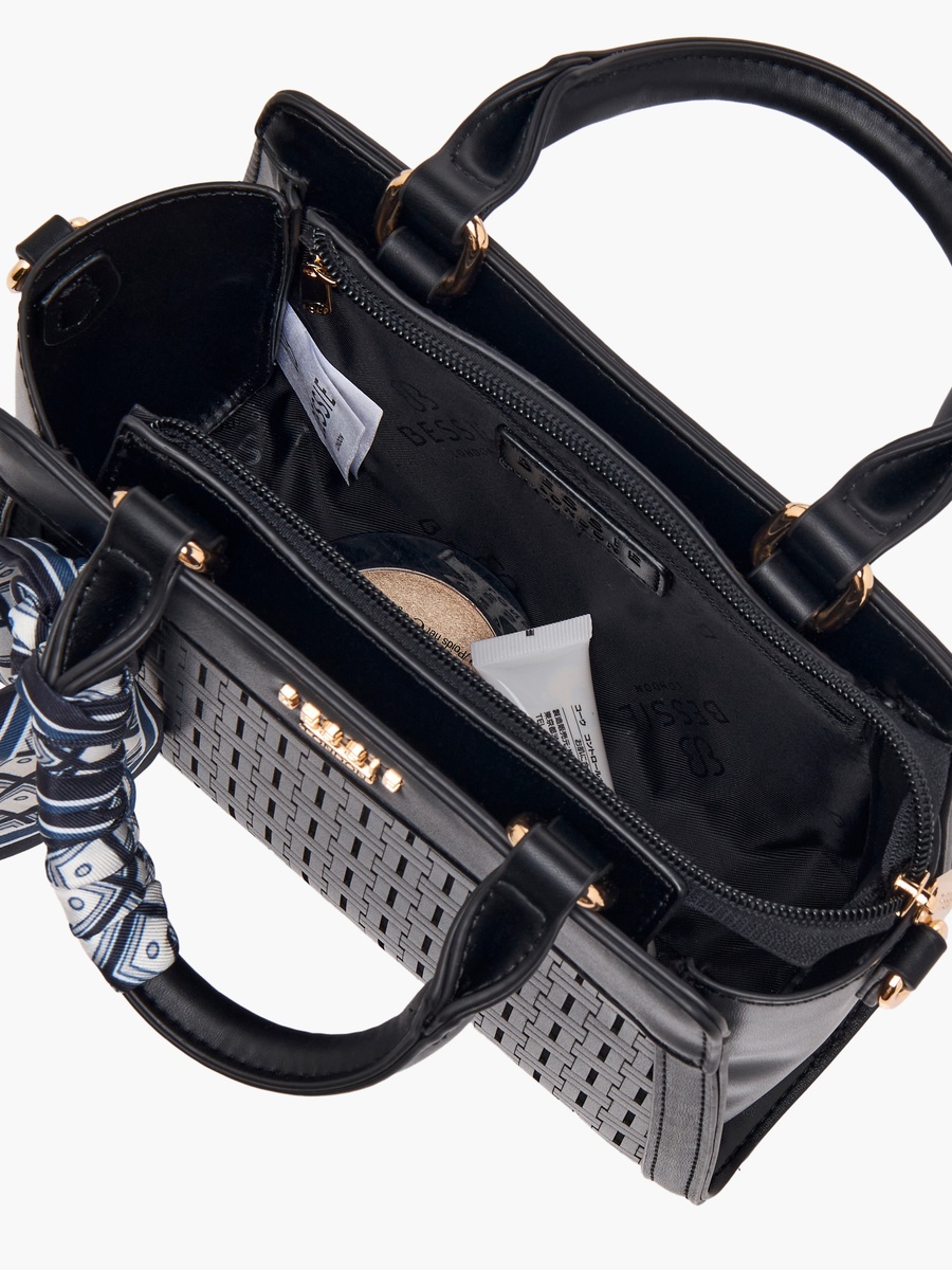 Scarf Accent Crossbody Bag with Detachable Strap