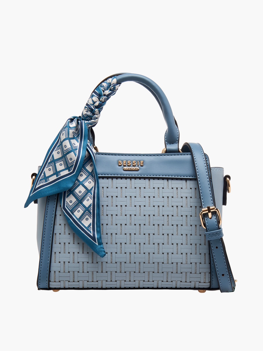 Scarf Accent Crossbody Bag with Detachable Strap