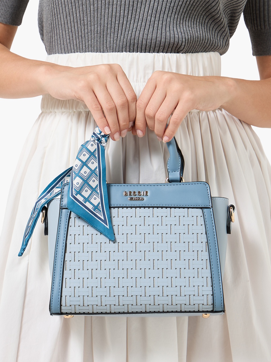 Scarf Accent Crossbody Bag with Detachable Strap
