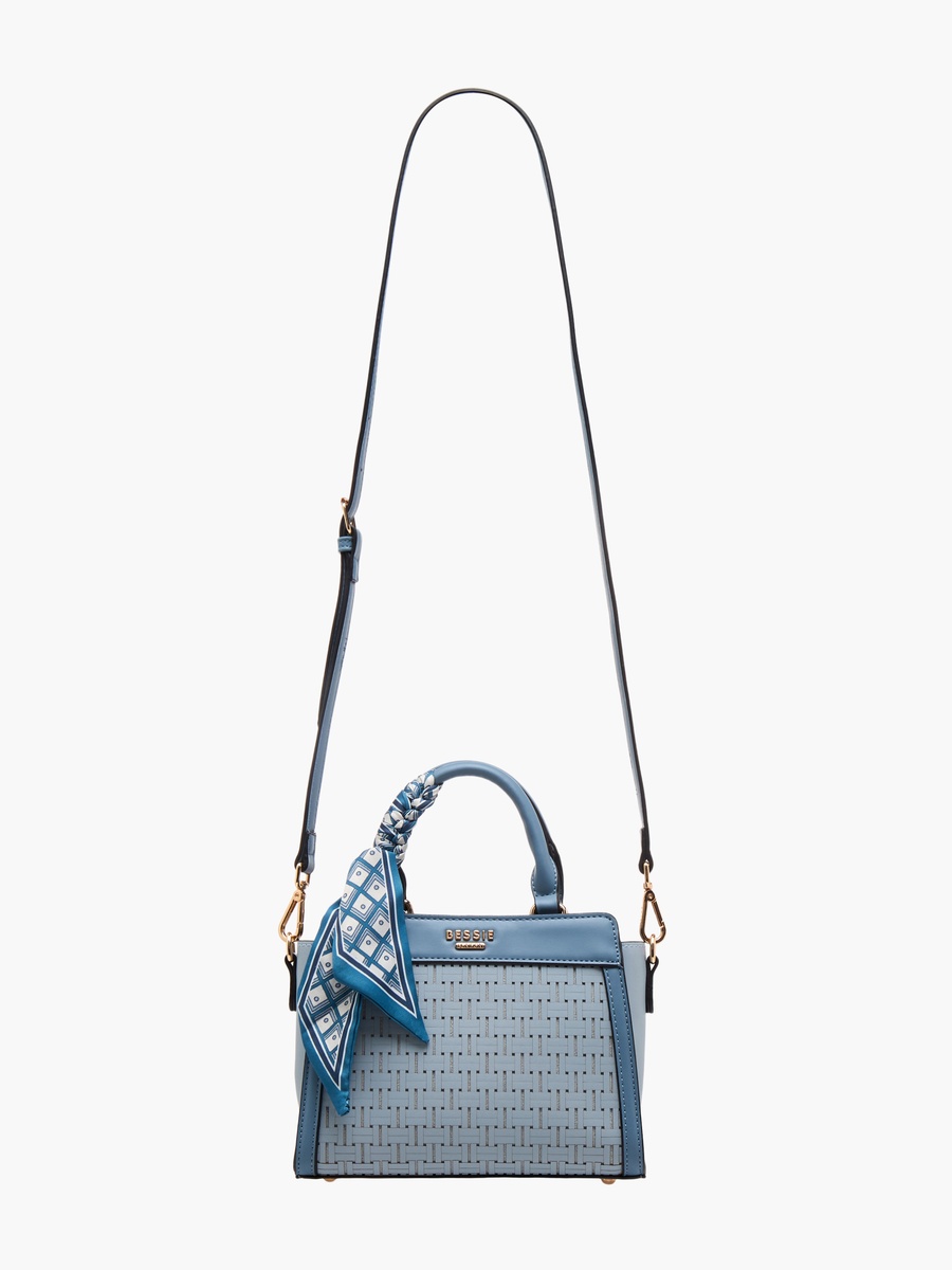 Scarf Accent Crossbody Bag with Detachable Strap