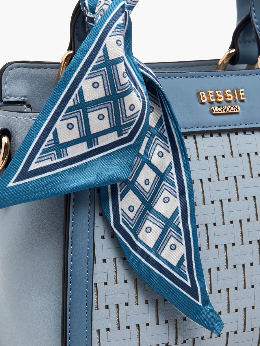 Scarf Accent Crossbody Bag with Detachable Strap