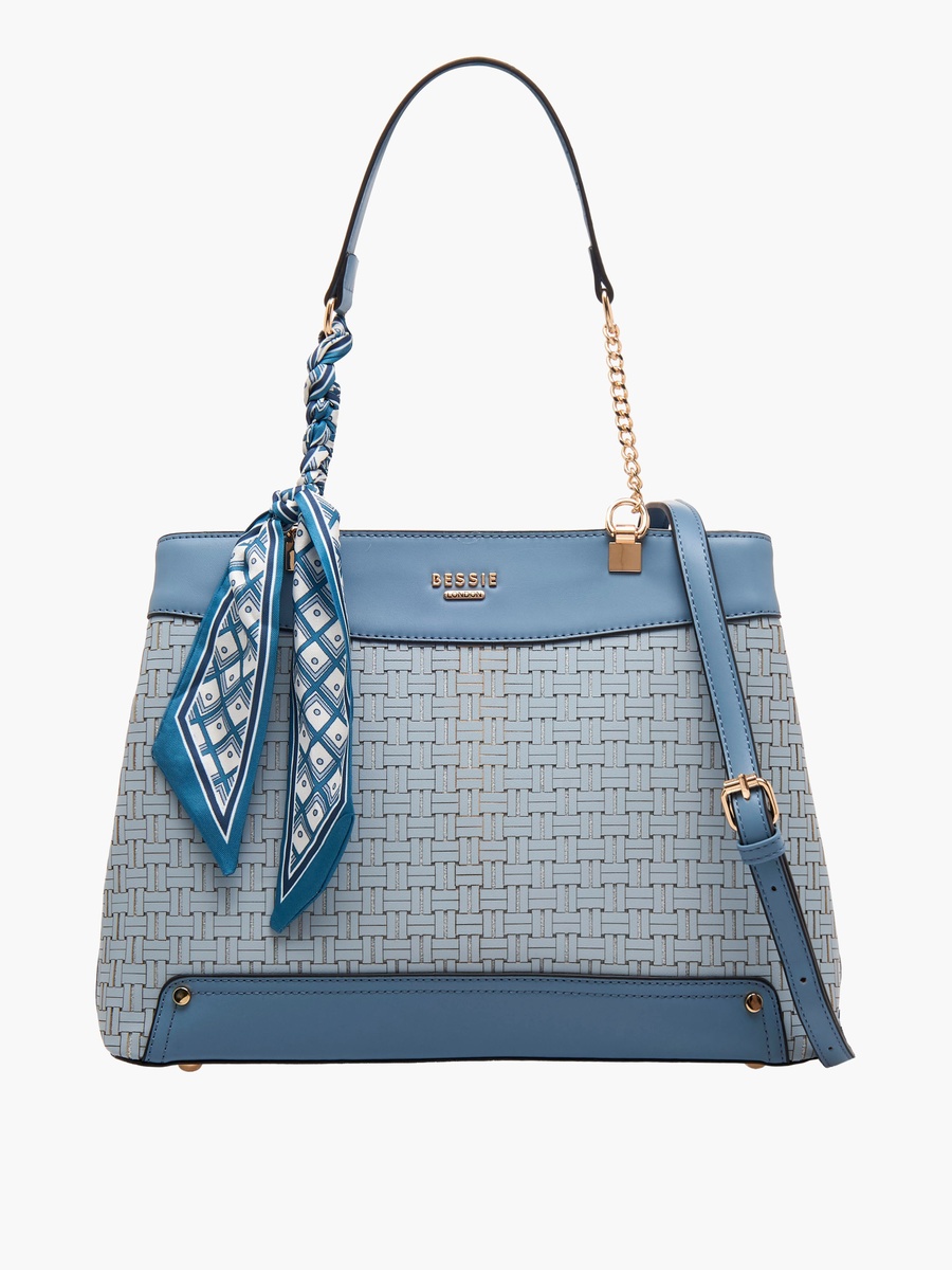 Scarf Detail Tote Bag with Detachable Strap