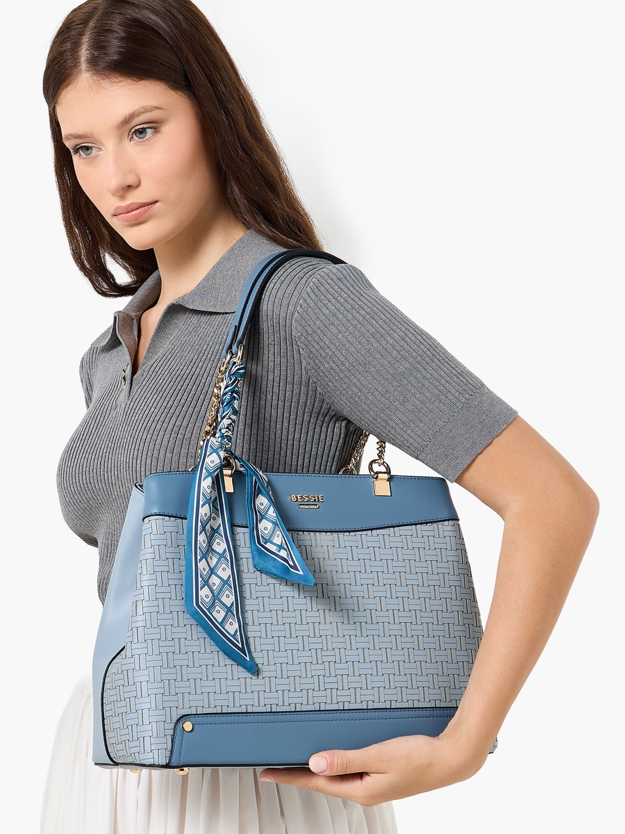 Scarf Detail Tote Bag with Detachable Strap