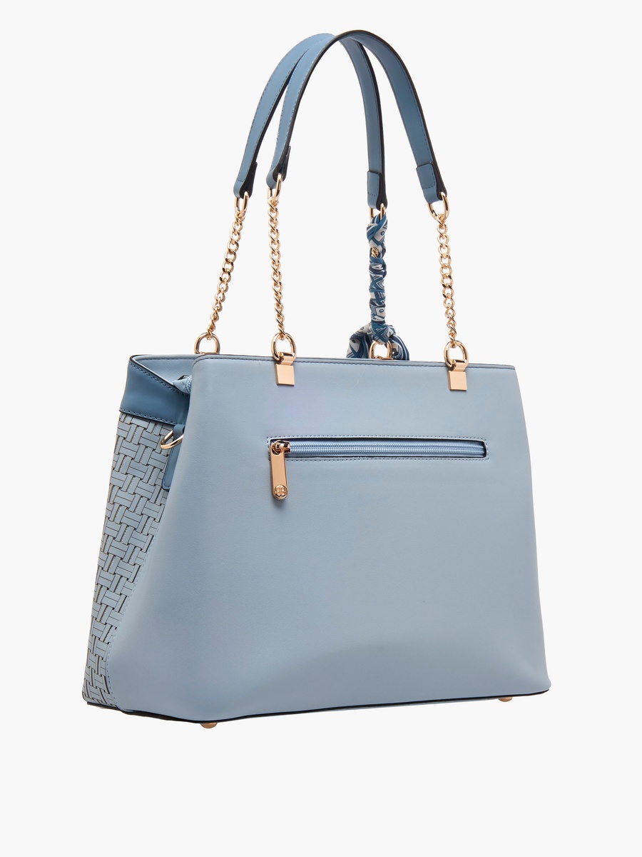 Scarf Detail Tote Bag with Detachable Strap