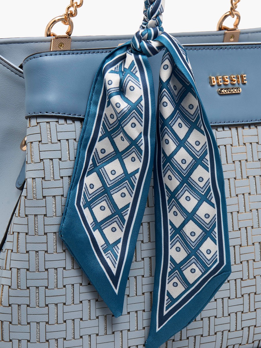 Scarf Detail Tote Bag with Detachable Strap