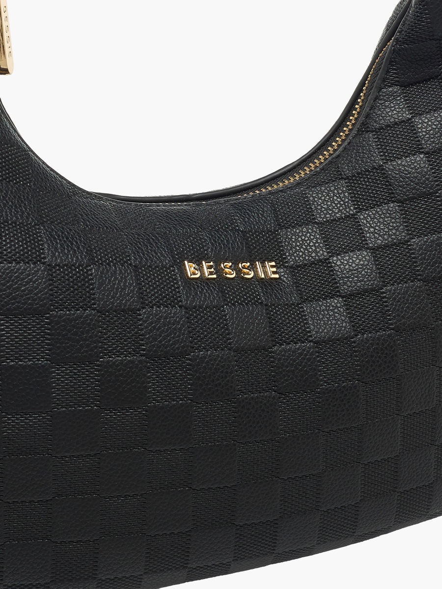 Checked Hobo Bag with Detachable Strap