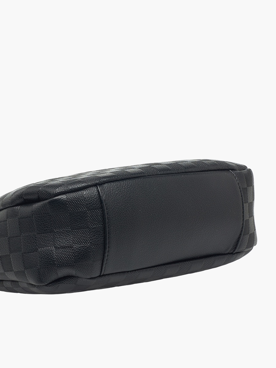 Checked Hobo Bag with Detachable Strap