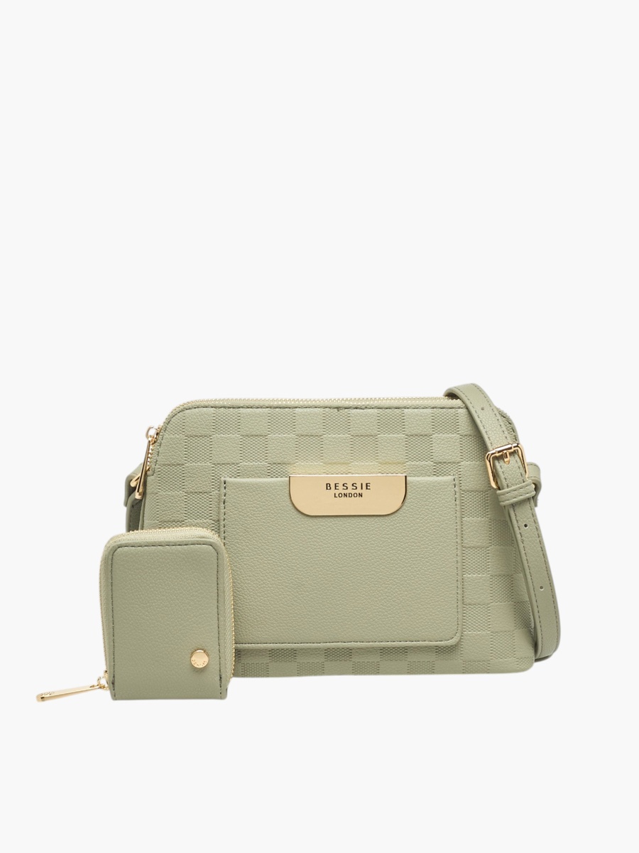 Checked Crossbody Bag with Coin Purse