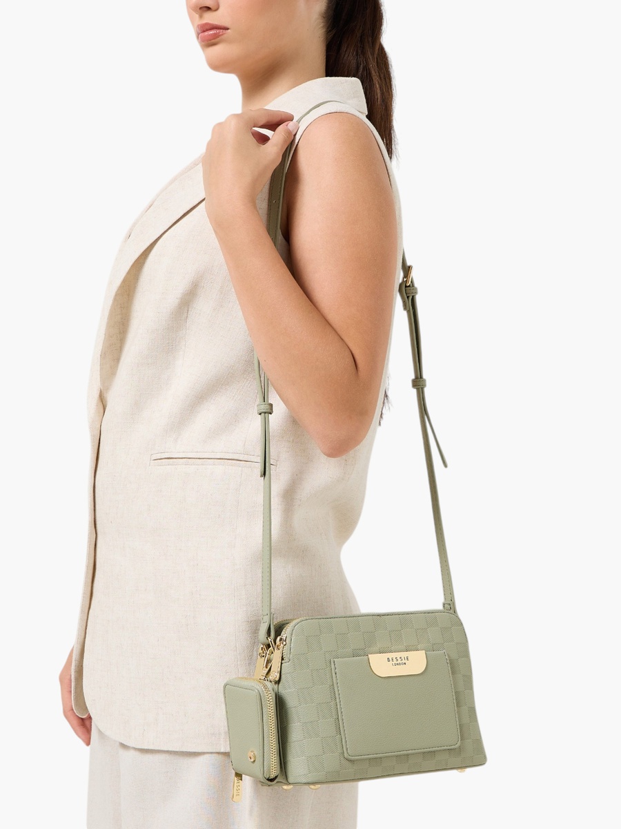 Checked Crossbody Bag with Coin Purse