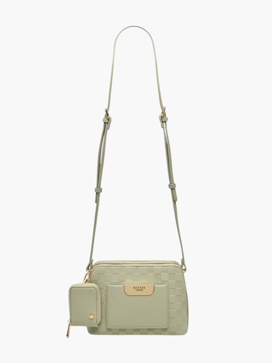Checked Crossbody Bag with Coin Purse