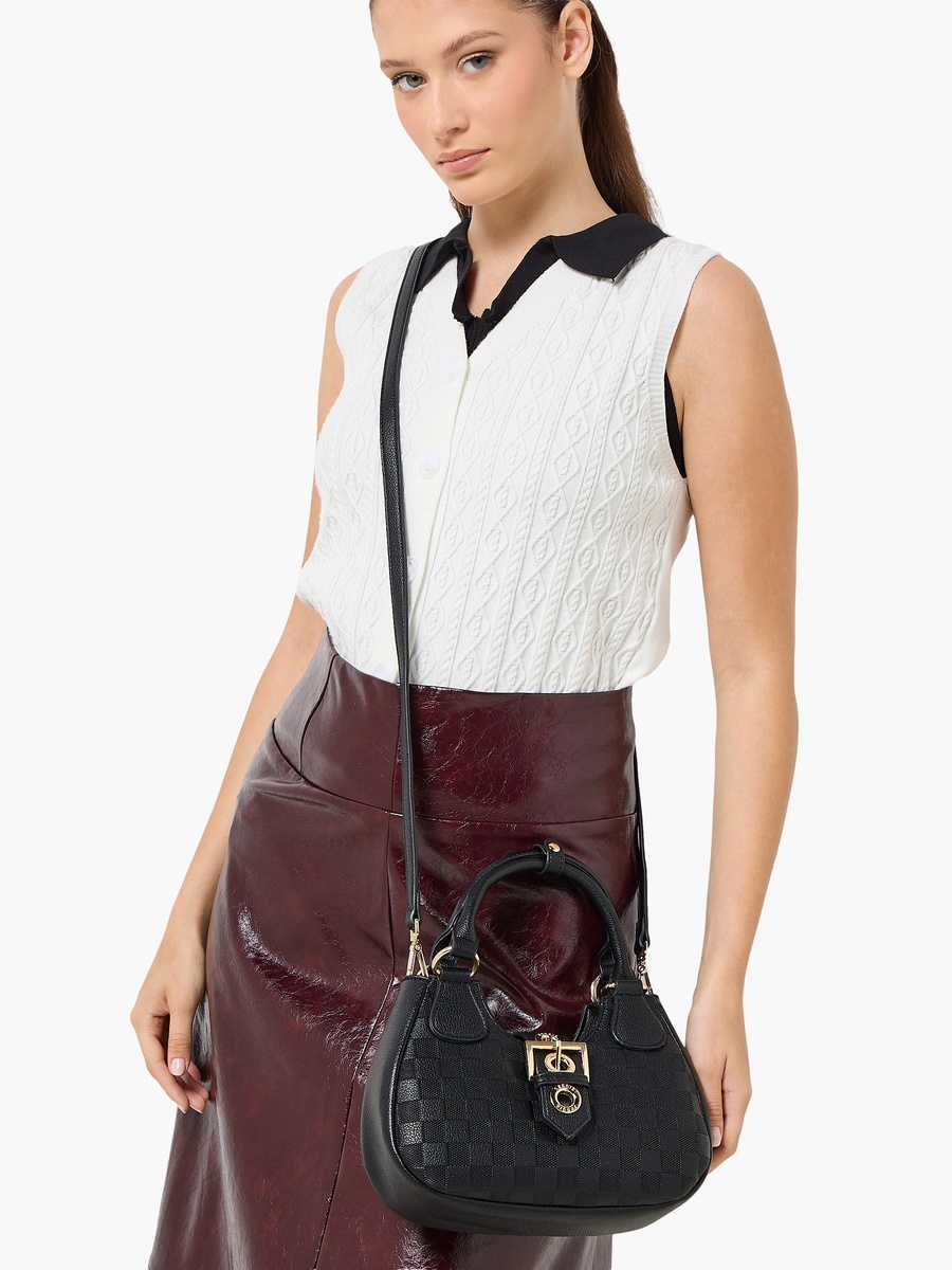 Checked Crossbody Bag with Detachable Strap