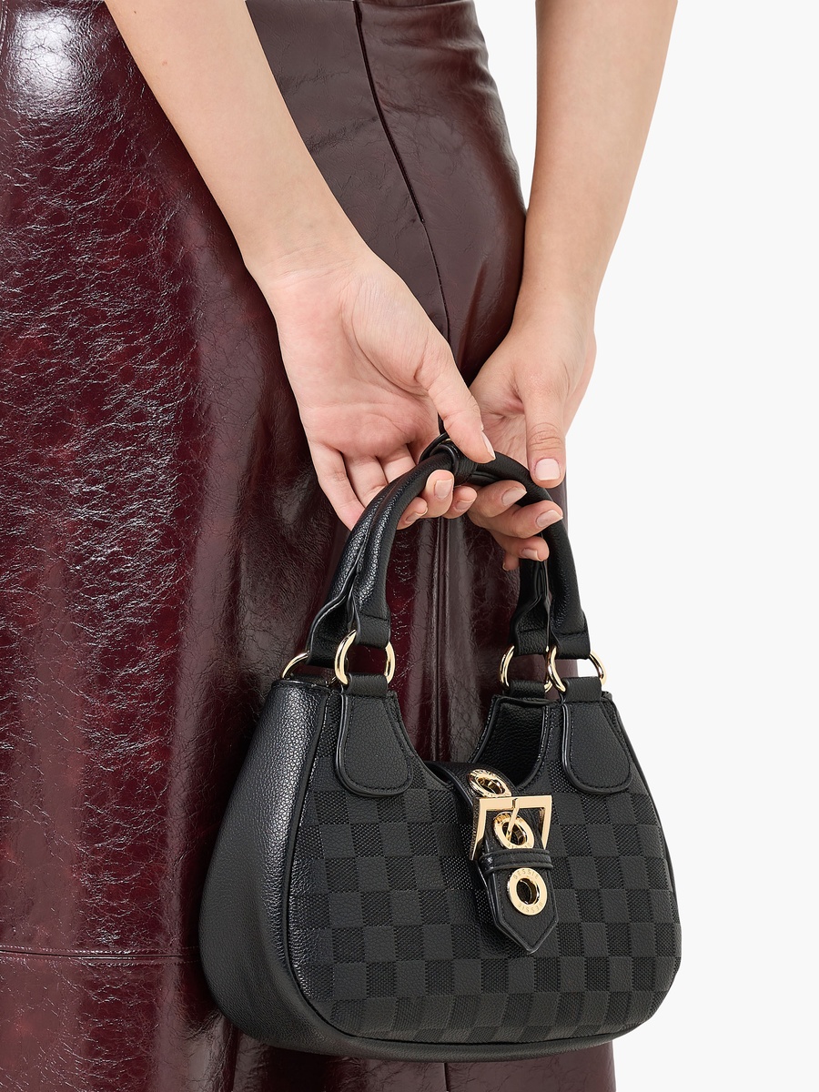 Checked Crossbody Bag with Detachable Strap