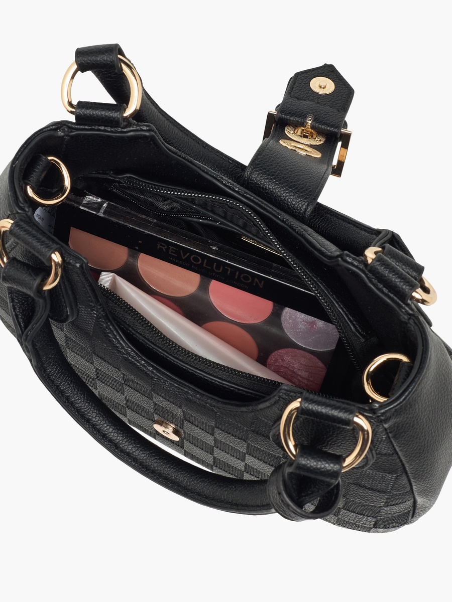 Checked Crossbody Bag with Detachable Strap