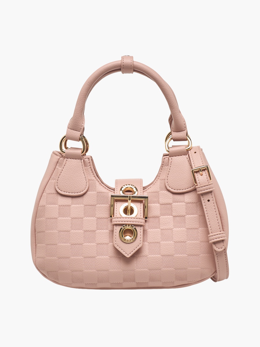 Checked Baguette Bag with Detachable Strap