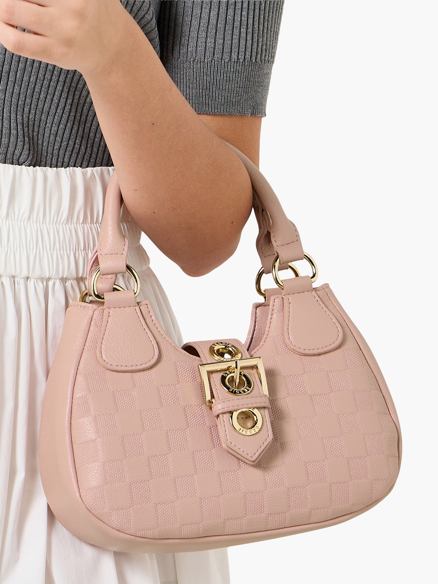 Checked Baguette Bag with Detachable Strap