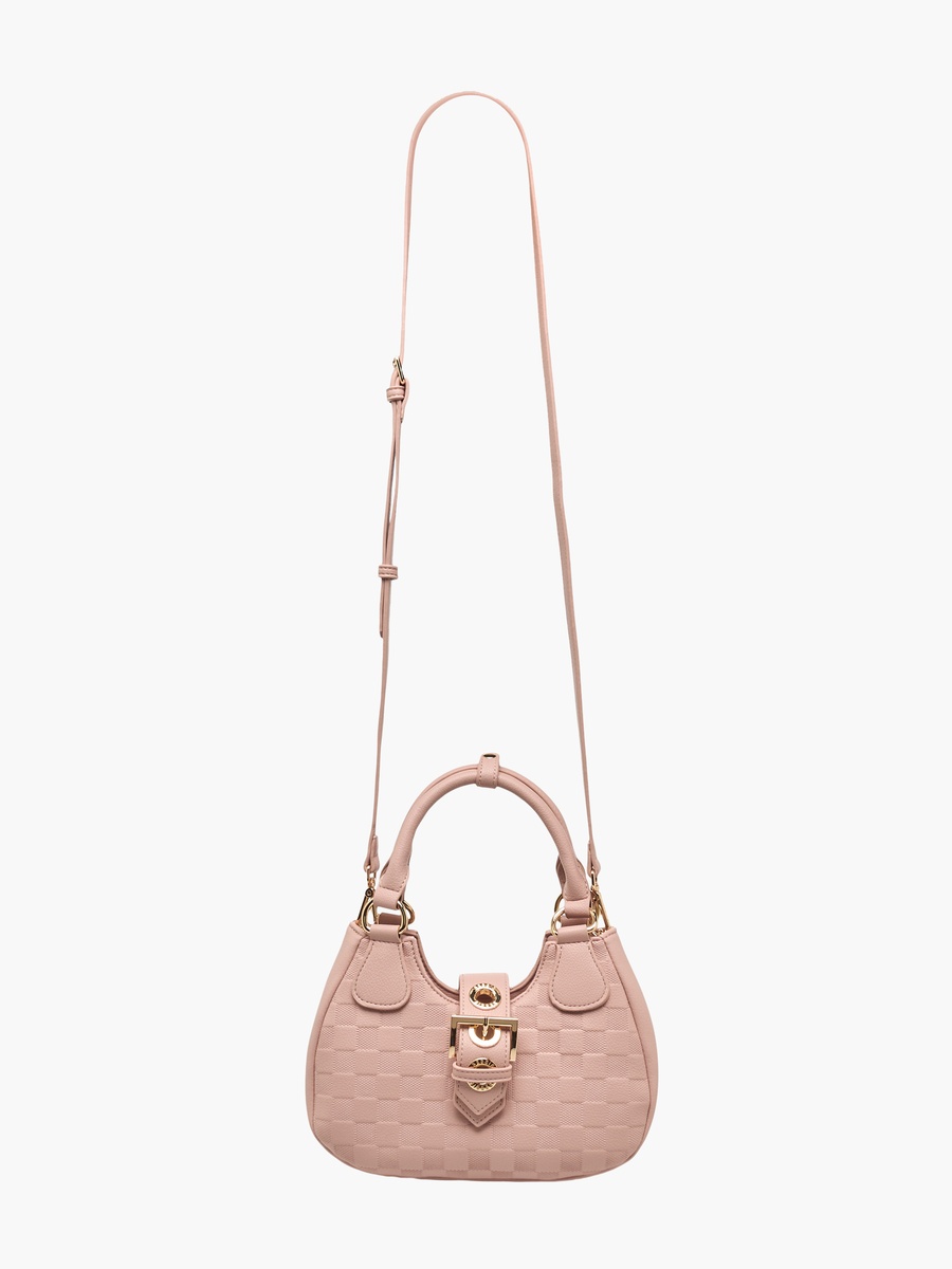 Checked Baguette Bag with Detachable Strap