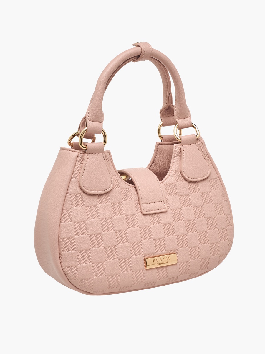 Checked Baguette Bag with Detachable Strap