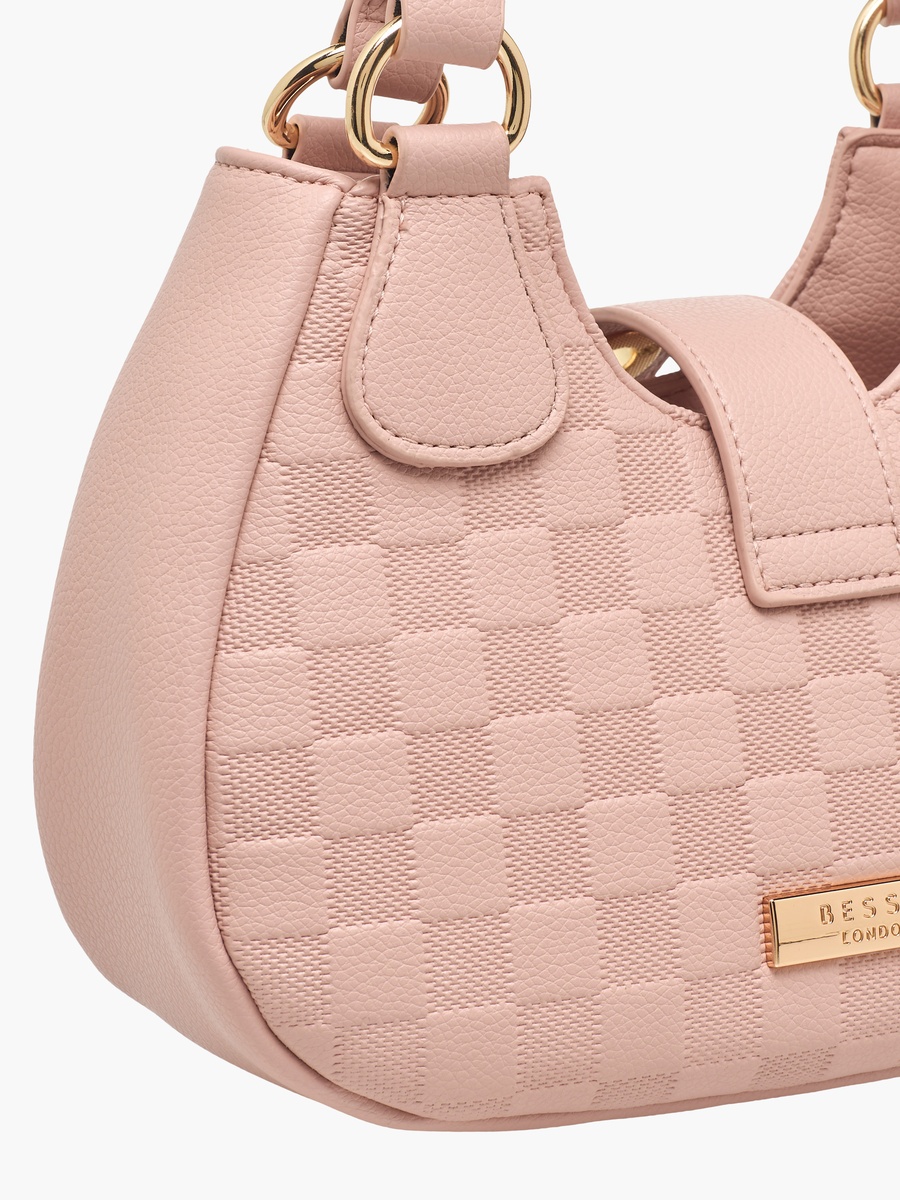 Checked Baguette Bag with Detachable Strap
