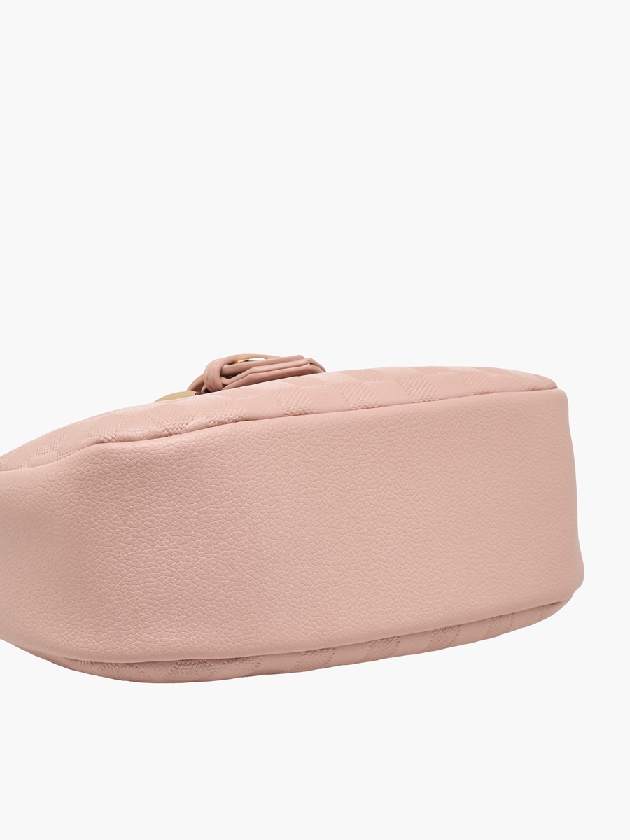 Checked Baguette Bag with Detachable Strap