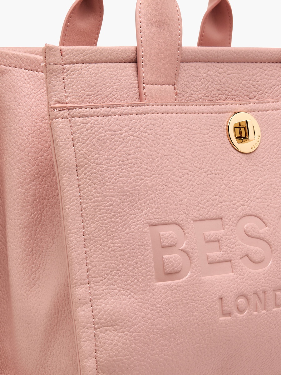 Logo Embossed Tote Bag with Detachable Strap