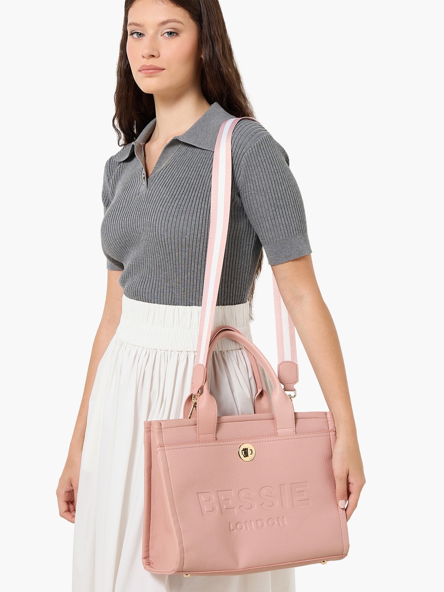 Logo Embossed Tote Bag with Detachable Strap