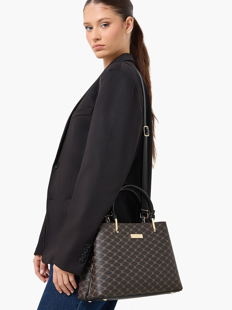 Checked Crossbody Bag with Detachable Strap
