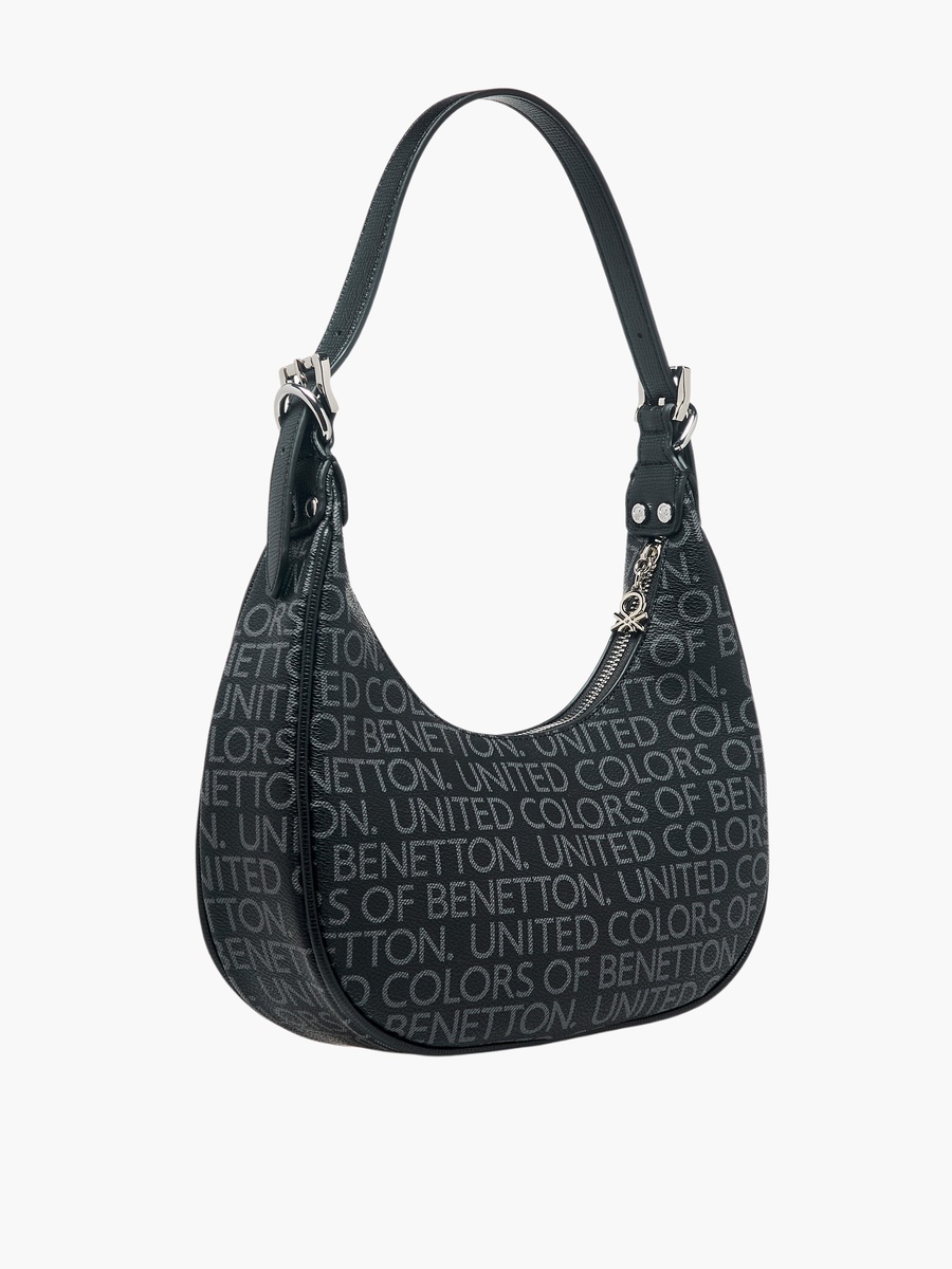 Monogram Print Baguette Bag with Zip Closure
