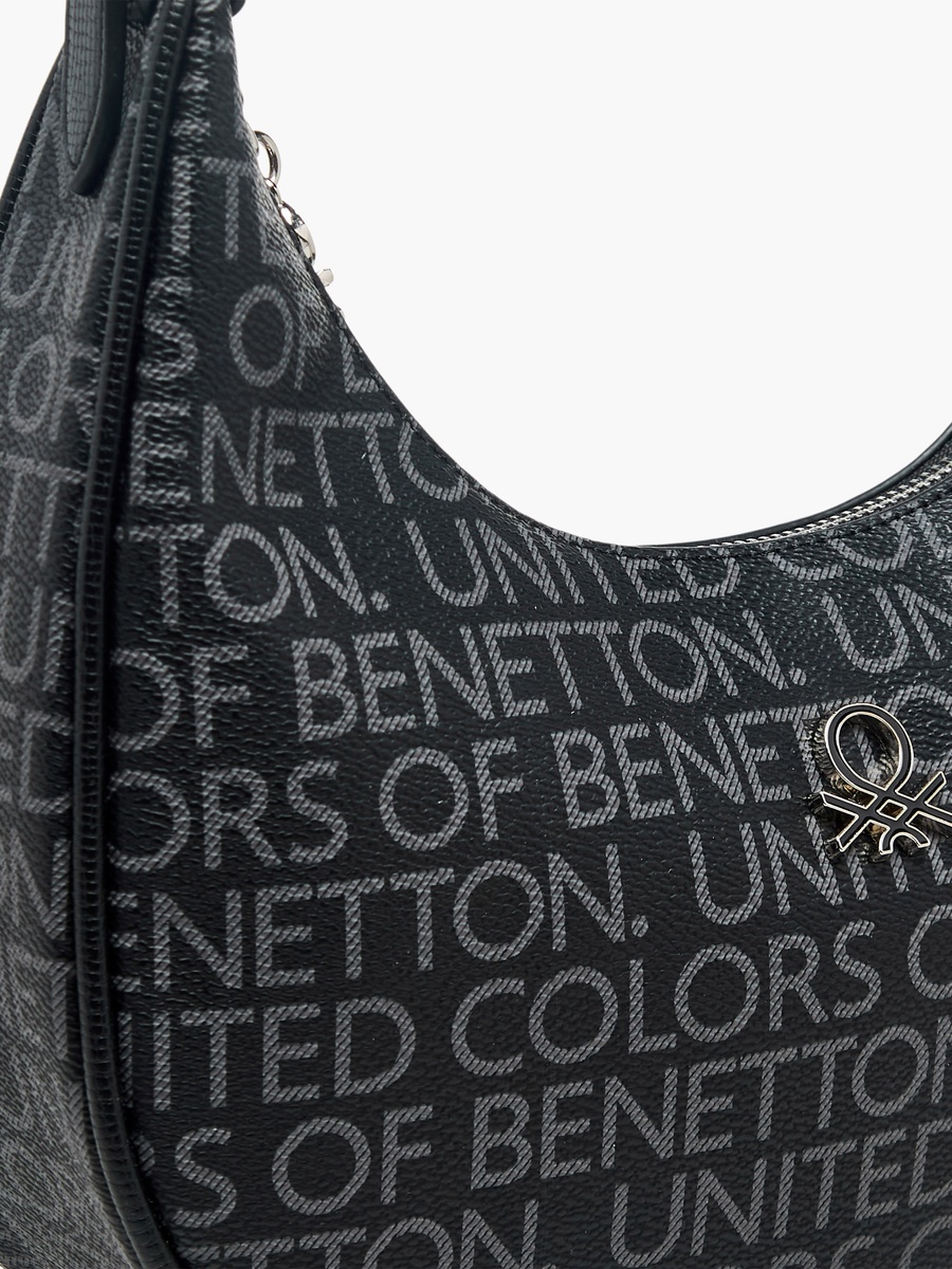 Monogram Print Baguette Bag with Zip Closure